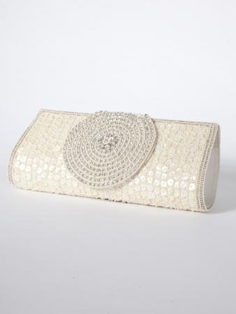 Shashini Clutch Purse - mother of pearl sequined clutch with pretty diamante and bead detail - My Darling Jeannie 